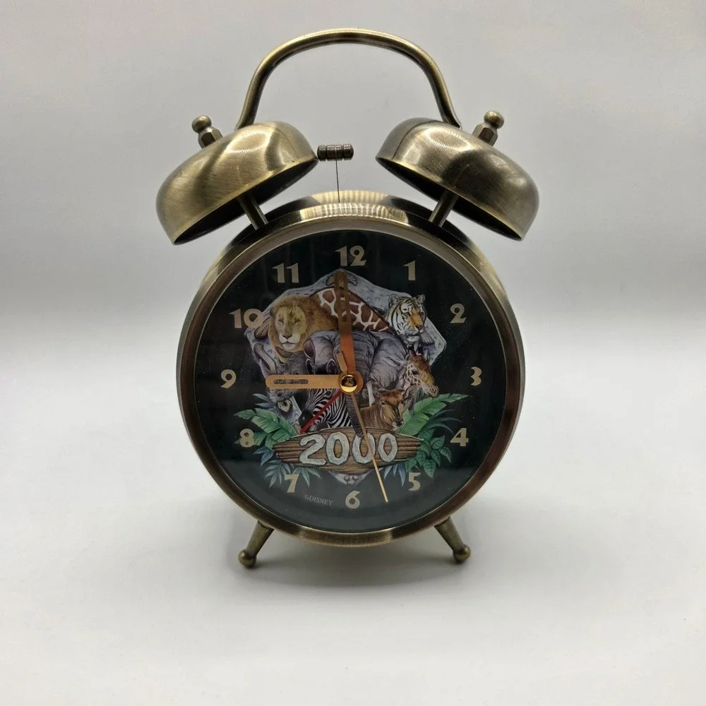 Rare Vtg Disney Animal Kingdom 2000 Millennium Twin Bell Alarm Clock Safari